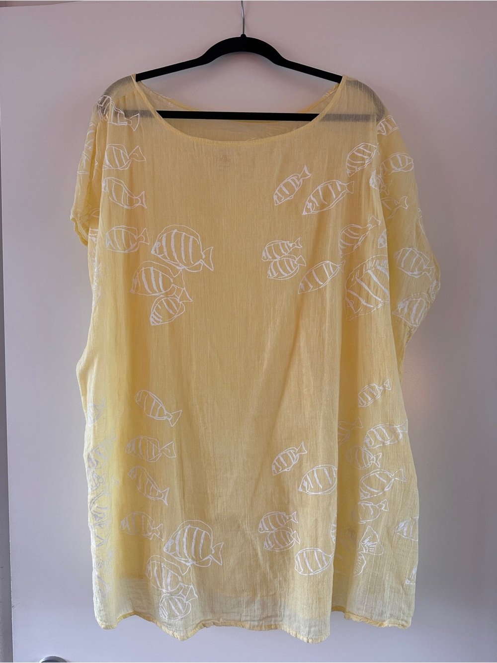 Kealopiko OS Light Yellow Fish-Print coverup Dress